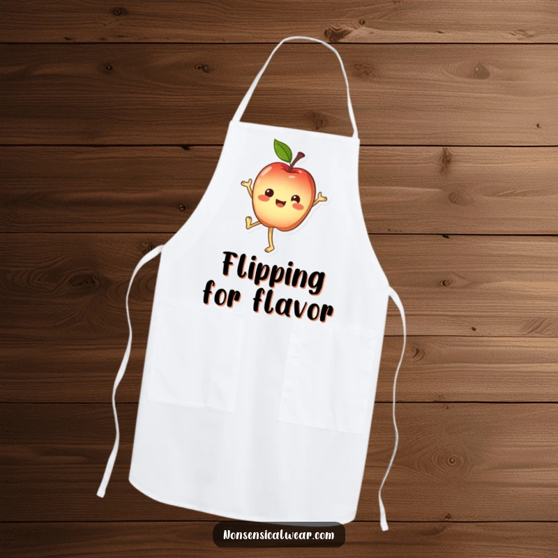 Funny Apron: Cheerful apple character doing a handstand, ideal for a fun and active kitchen.