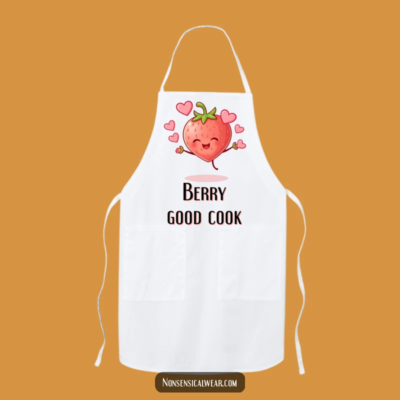 Funny Strawberry Juggling Hearts Apron: Cook with Love and Cheer!