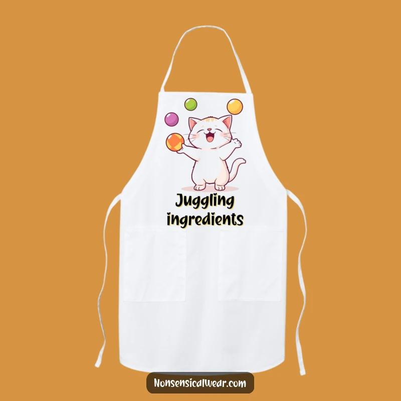 Funny Kawaii Cat Apron: Cook with Talented Paws and Juggling Flair