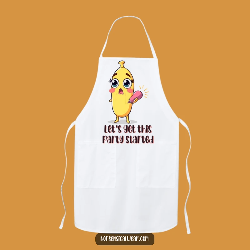Funny Surprised Banana Party Popper Apron - Chef's Surprise Gift