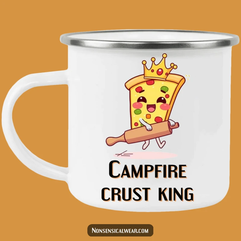 Funny Pizza Crown Camping Mug - Outdoor Foodie Fun Gift