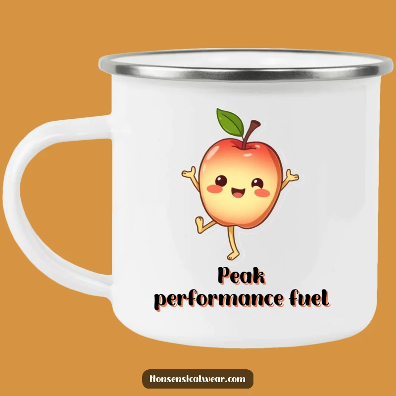 Funny Apple Camping Mug: Handstand Character Outdoor Activity Gift