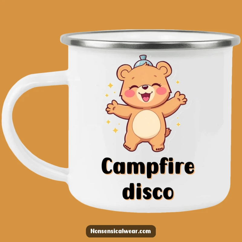 Funny Disco Dancing Bear Camping Mug: Sip Your Adventure with This Hilarious Mug