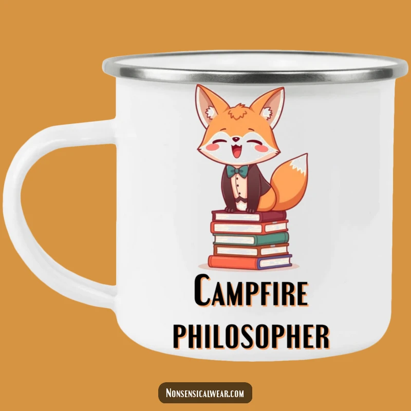 Funny Fox Bookworm Camping Mug: Fuel Your Adventures, Perfect Gift