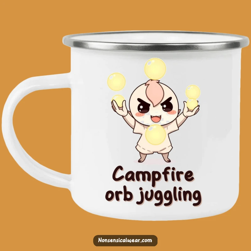 Funny Juggling Orbs Camping Mug - Character's Magical Drinkware - Outdoor Gift