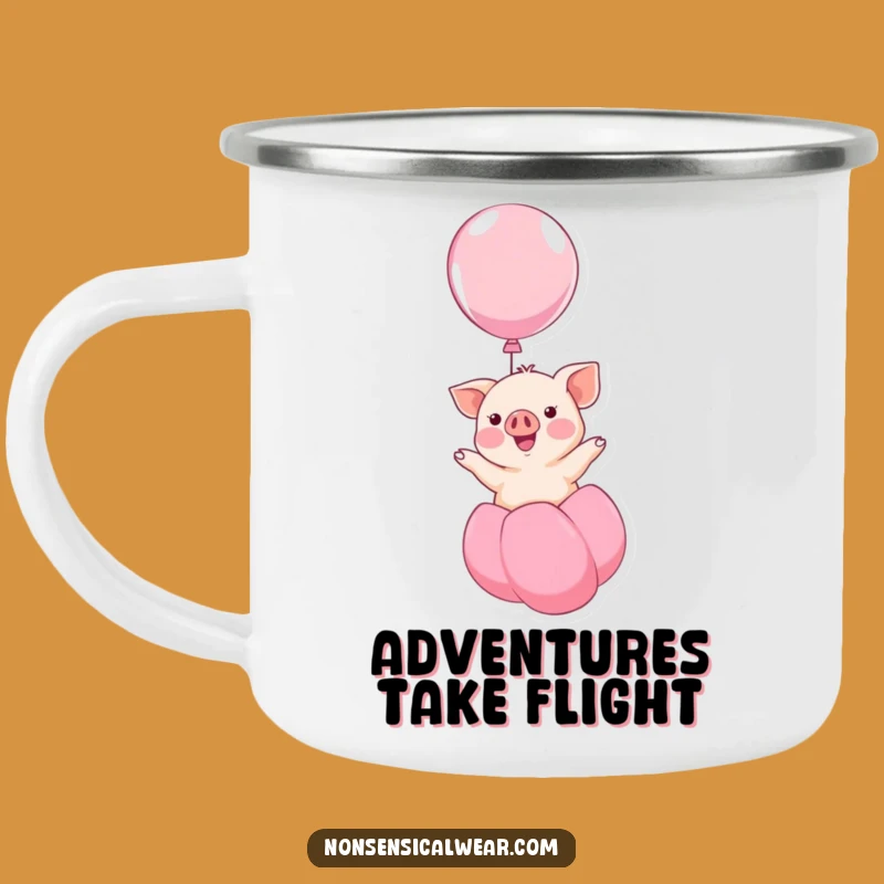Funny Kawaii Piglet Balloon Camping Mug - Adventure Smile!