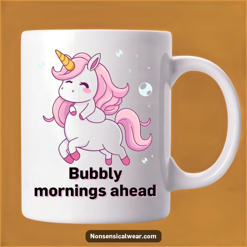 Funny Bubble Unicorn Mug - Giggling Character's Magical Ride - Perfect Gift