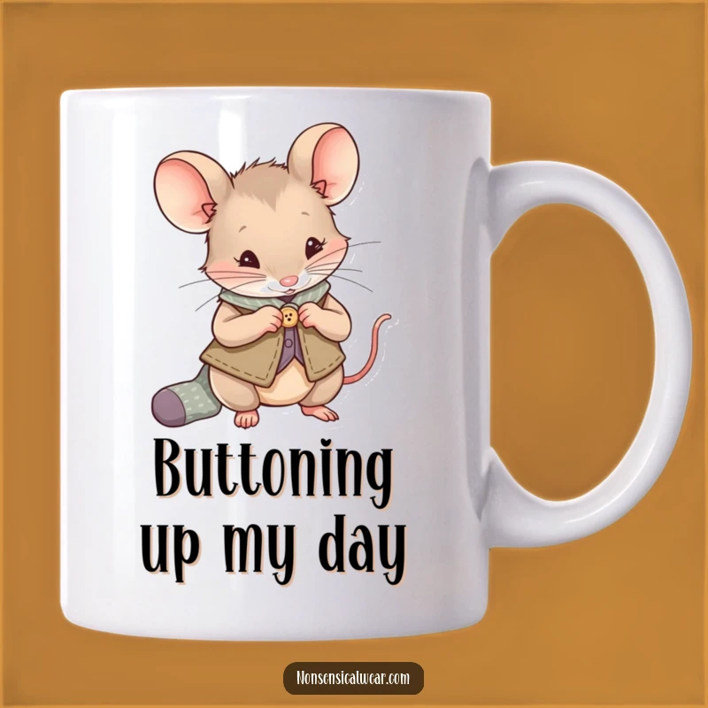 Funny Mouse Sewing Mug: Curious Weaver Fixing Socks, Perfect Funny Gift