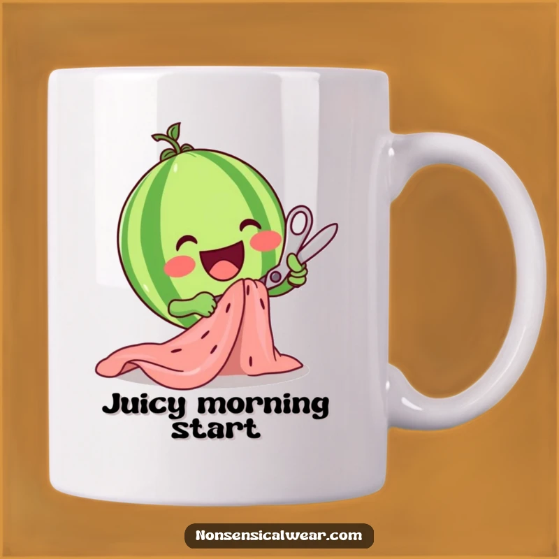 Funny Watermelon Scissors Mug: Happy Fruit Crafter Funny Gift
