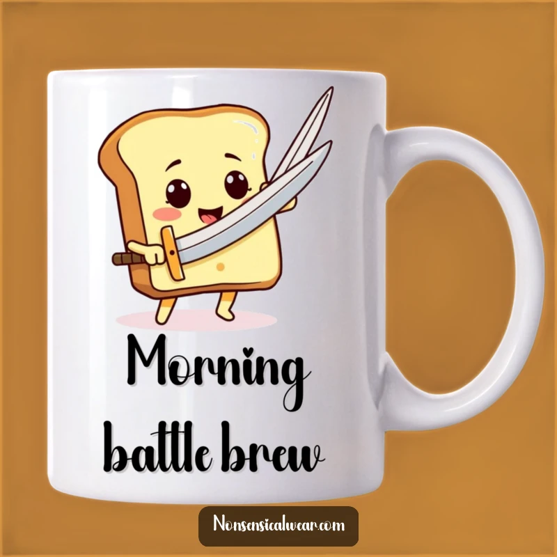 Funny Toast Sword Mug: Heroic Bread Slice Funny Gift for Breakfast Lovers