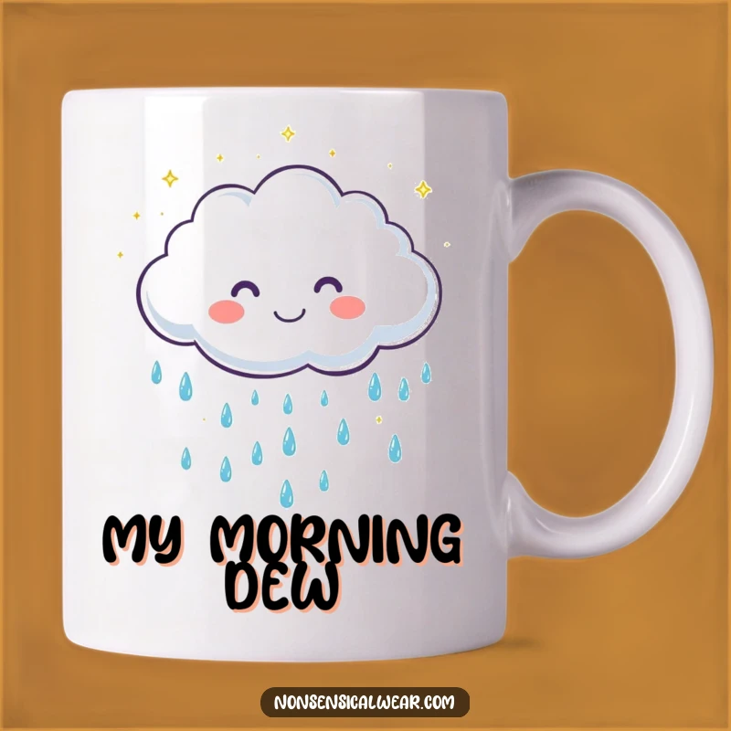 Funny Cloud Raindrops Mug: Cute Character, Gentle Sparkle, Perfect Cheerful Gift