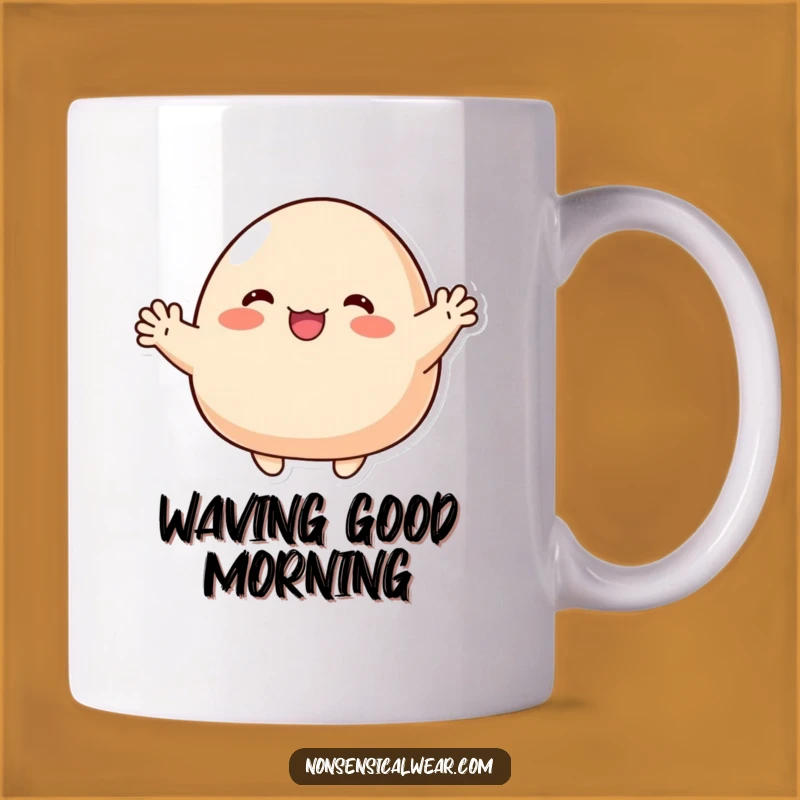 Funny Waving Blob Character Mug - Friendly Greeting Gift Idea