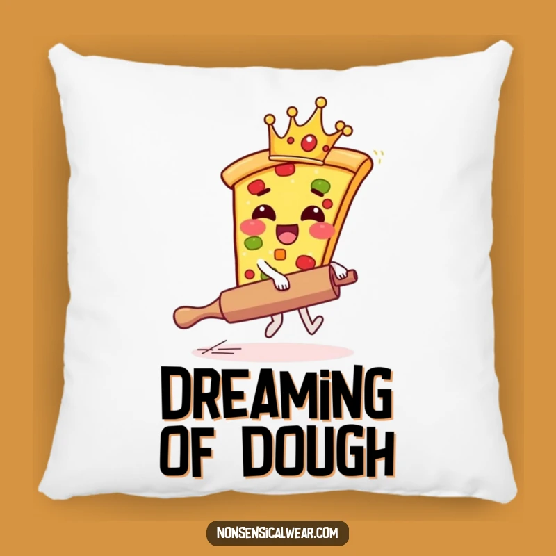 Funny Pizza Crown Pillow - Comedic Foodie Accent Gift