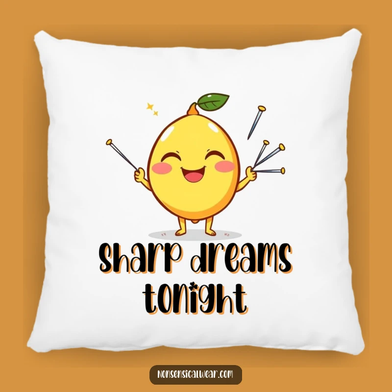 Funny Happy Lemon Juggling Needles Pillow: Cozy Citrus Decor