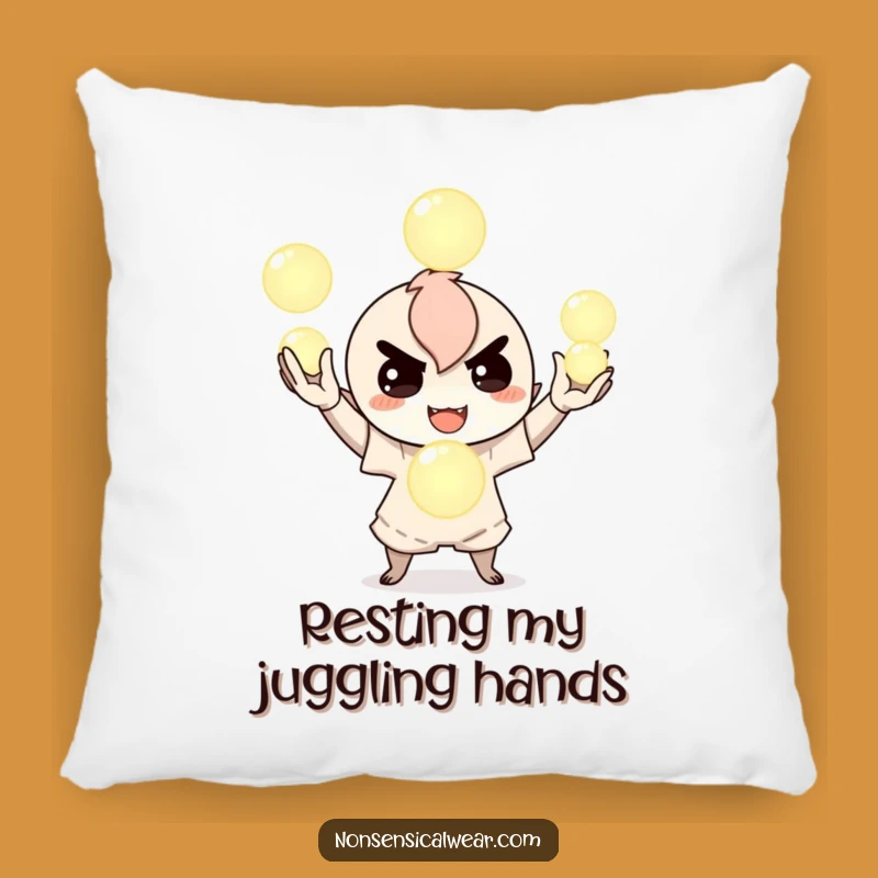 Funny Juggling Orbs Pillow - Cozy Mischievous Character's Comfort - Cozy Gift