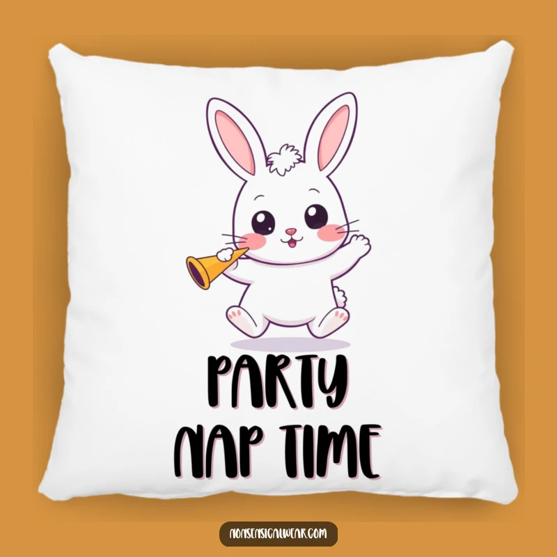 Funny Kawaii Bunny Pillow: Cozy Comfort with Wide Eyes and Party Spirit