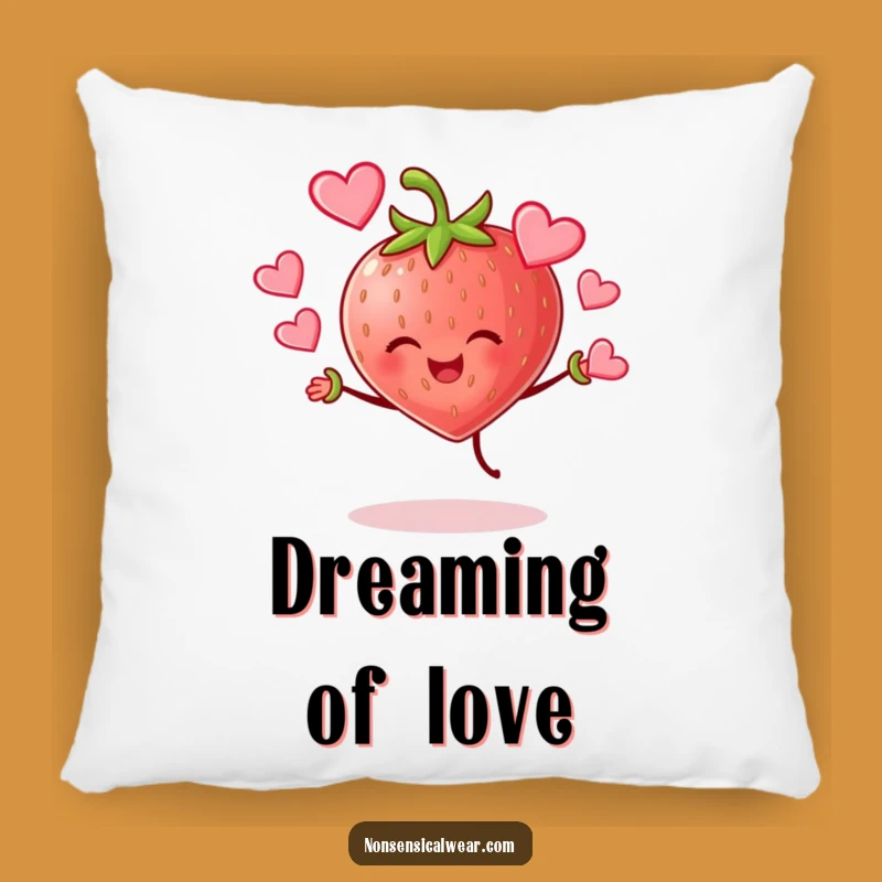 Funny Strawberry Juggling Hearts Pillow: Snuggle with Sweet Affection!