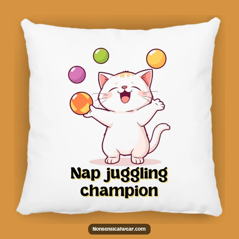 Funny Kawaii Cat Pillow: Cozy Comfort with Talented Paws and Juggling Charm