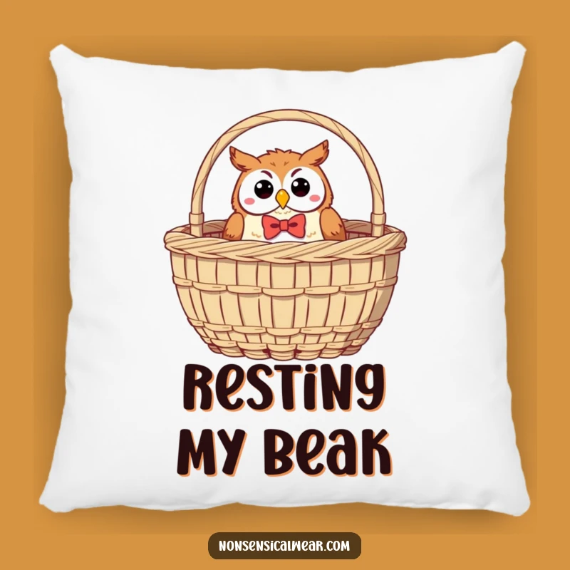 Funny Owl Bow Tie Pillow: Cozy Sewing Basket Accent, Adorable Funny Gift