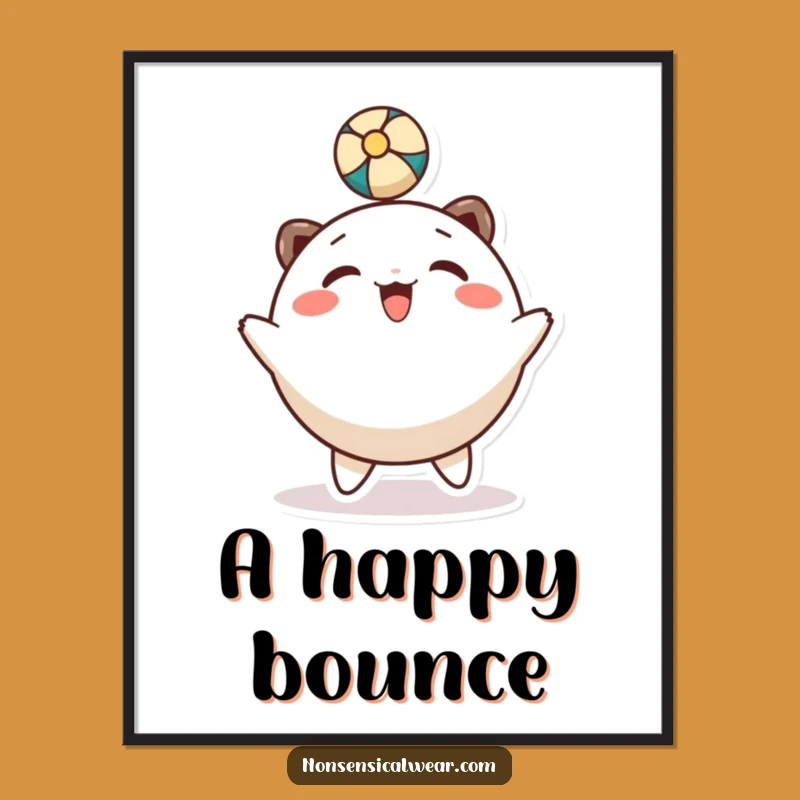 Digital Funny Head Bounce Art: Playful Character's Joyful Print!