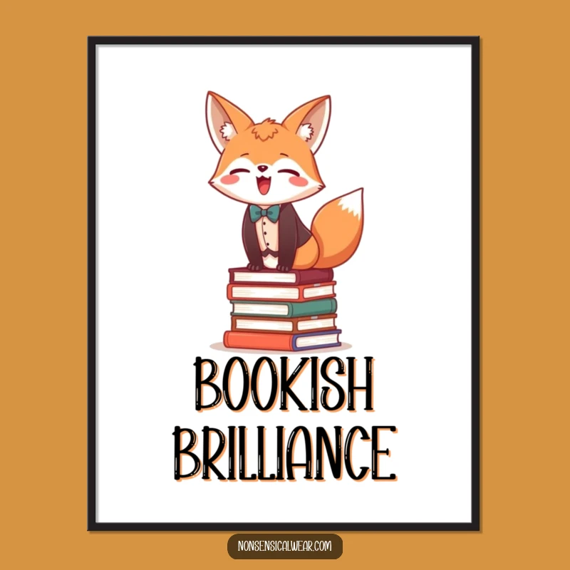 Funny Fox Bookworm Digital Art: Instant Wit, Perfect Gift