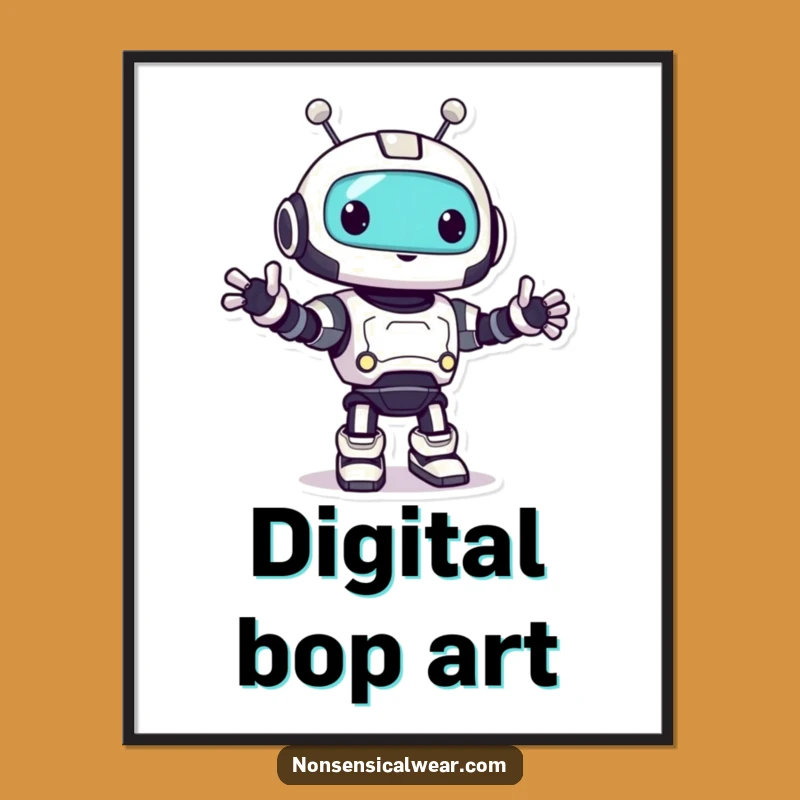 Funny Robot Bop Digital Art Print An Instant Cheerful Gift