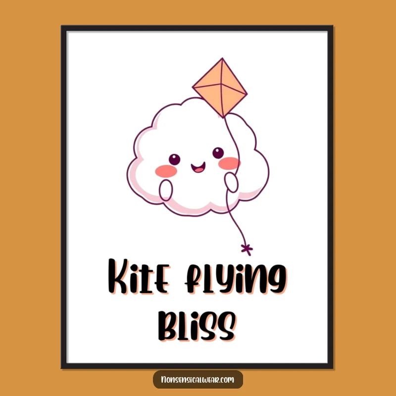 Funny Cloud Kite Digital Art: Instantly Download Serene and Hilarious Decor