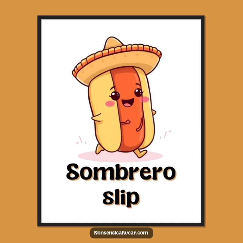 Funny Hot Dog Sombrero Digital Art - Hilarious Foodie Wall Decor Gift