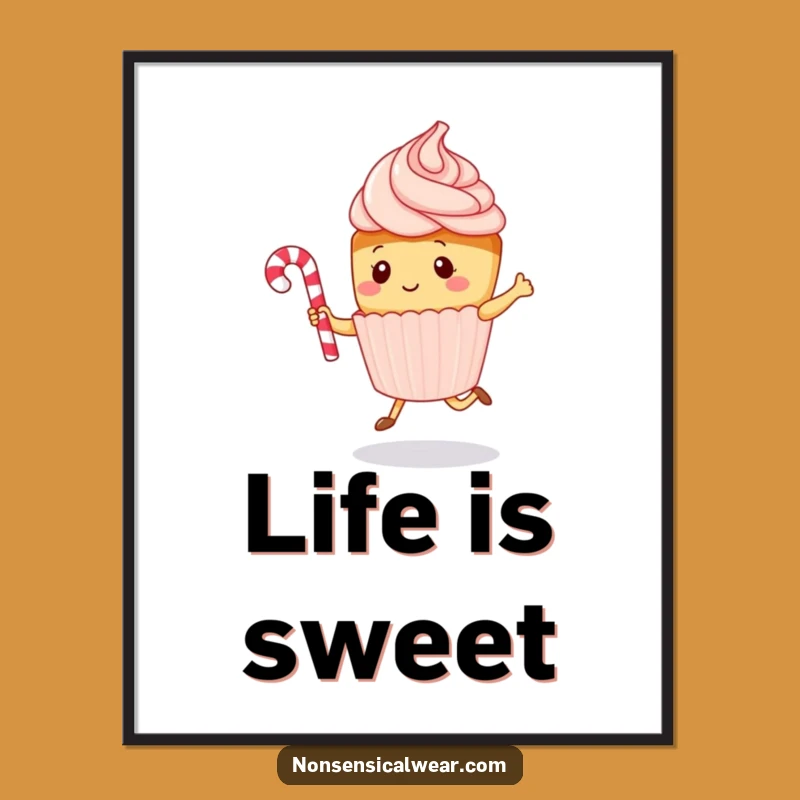 Funny Kawaii Cupcake Rope Jumping Digital Art - Instant Sweet Wall Decor Gift