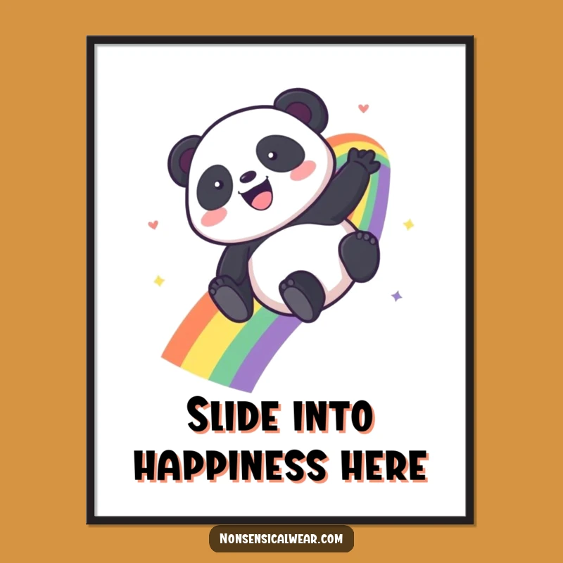 Funny Kawaii Panda Rainbow Digital Print - Instant Joyful Wall Art