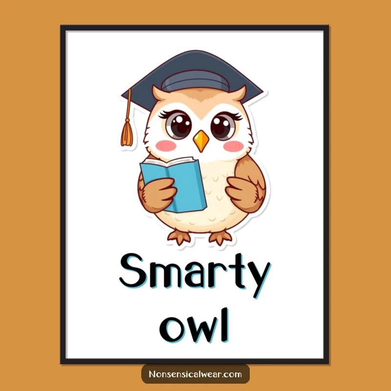Funny Owl Digital Art: Instant Wise Wall Decor for Graduates