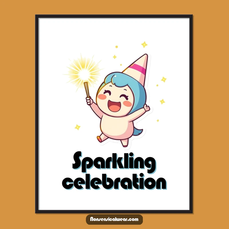 Funny Party Popper Digital Art - High-Res Cheering Character Print - Instant Gift