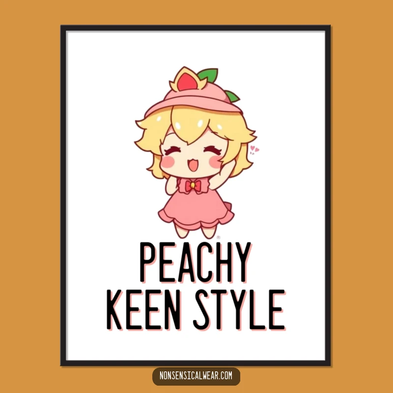 Funny Peach Hat Digital Art: Playful Fruit Fan Instant Funny Gift