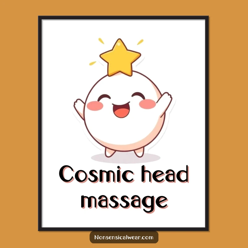 Funny Star Bouncing Round Character Art Print - Instant Celestial Wall Decor