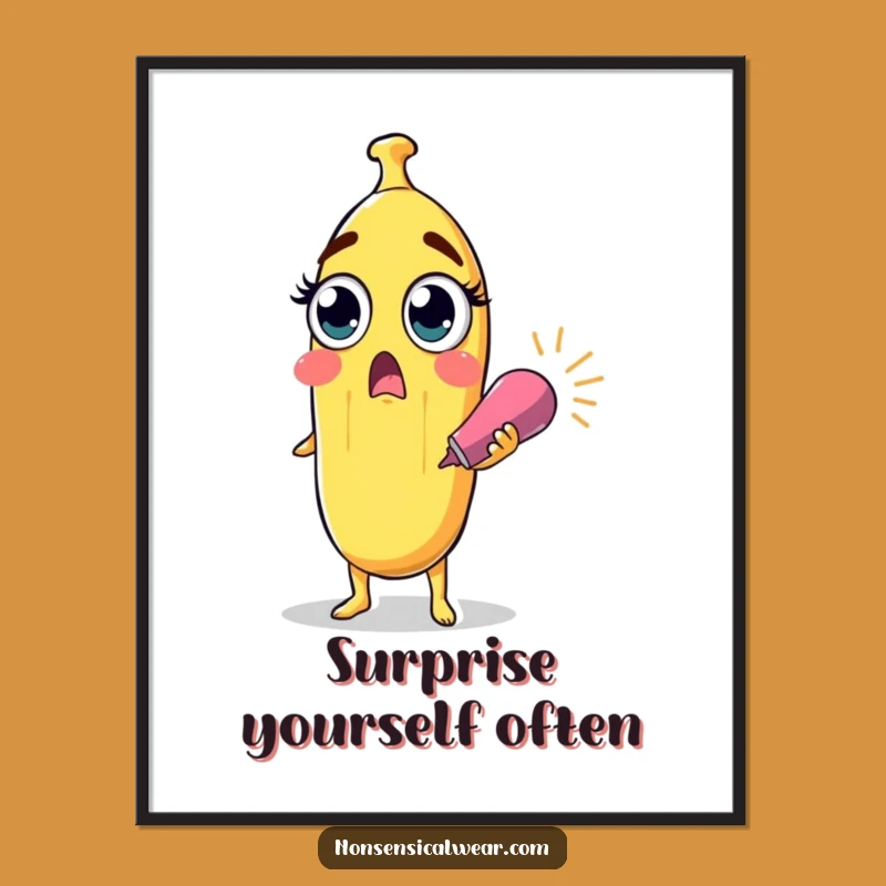 Funny Surprised Banana Party Popper Digital Art - Instant Surprise Decor Gift