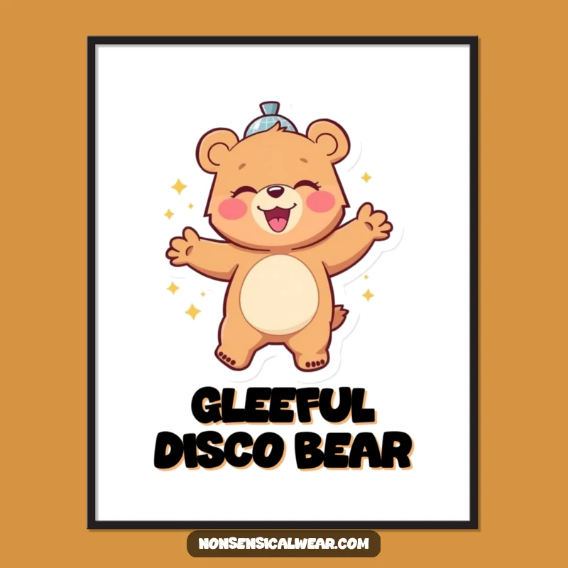 Funny Disco Dancing Bear Digital Art: Instantly Download Party and Hilarious Decor