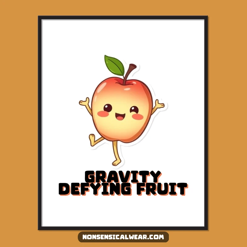 Funny Apple Digital Art: Handstand Character Instant Decor Gift