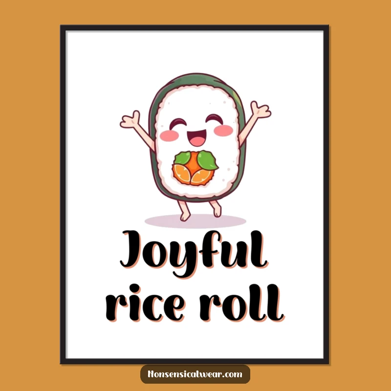 Funny Sushi Dance Digital Art: Joyful Decor, Instant Funny Gift for Foodies
