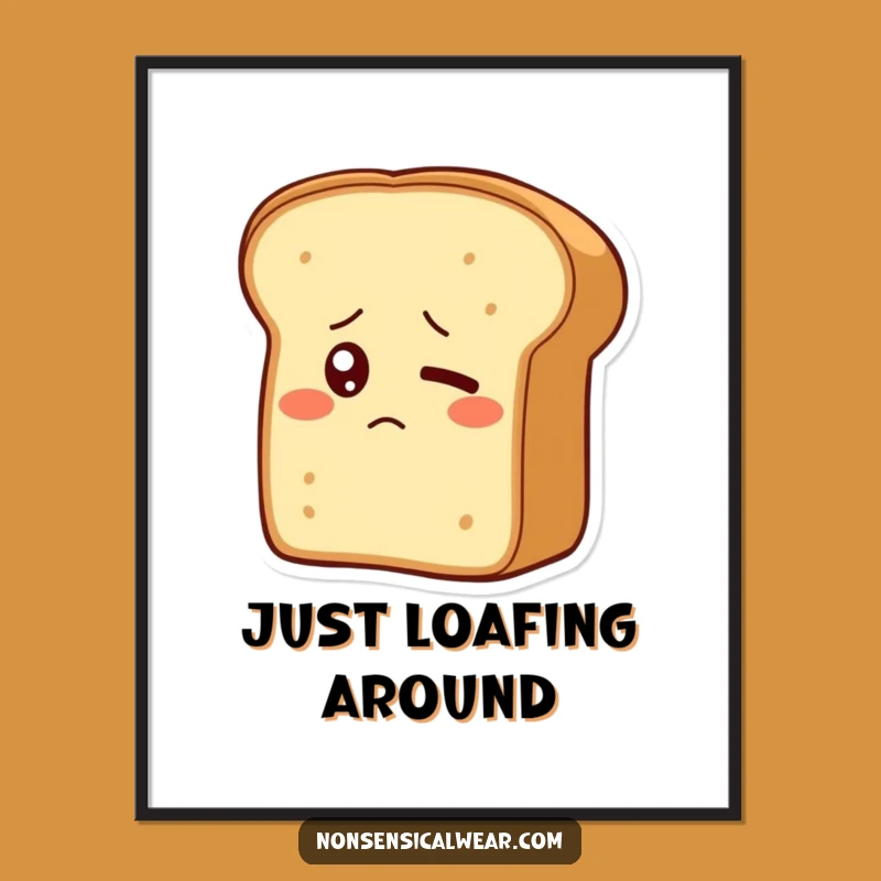 Funny Bewildered Bread Loaf Digital Art - Whimsical Wall Decor