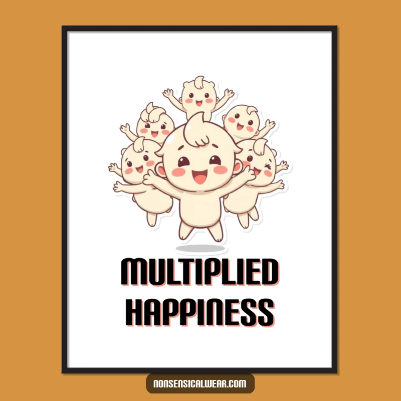 Funny Bouncing Copies Digital Art - High-Res Happy Character Print - Instant Gift