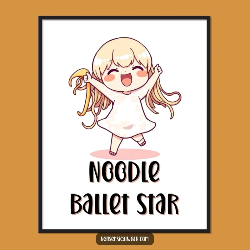 Funny Noodle Dance Digital Art - High-Res Character's Wiggling Pasta Print - Instant Gift