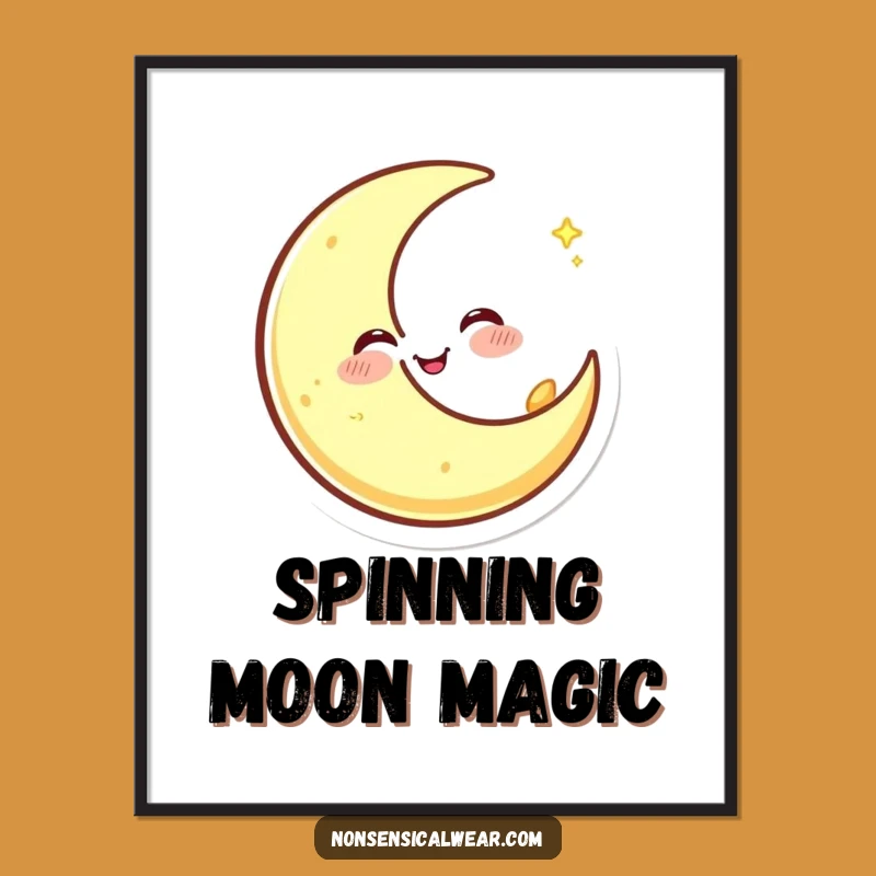 Funny Winking Moon Digital Art: Instantly Download Celestial and Hilarious Decor