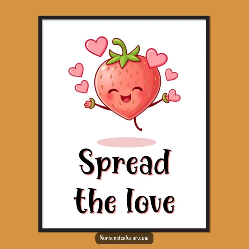 Funny Strawberry Juggling Hearts Digital Art: Instant Love for Your Walls!