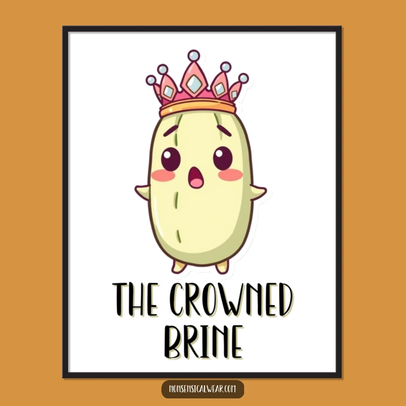 Funny Surprised Pickle King Digital Art: Instant Regal Decor