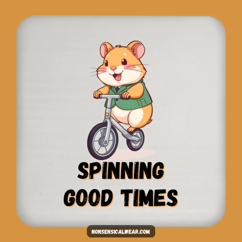Funny Hamster Unicyclist Coaster: Protects Surfaces with Humor, Gift
