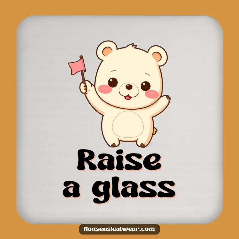 Funny Kawaii Bear Drink Coaster: Protect Surfaces with Cheerful Grins and Happy Vibes