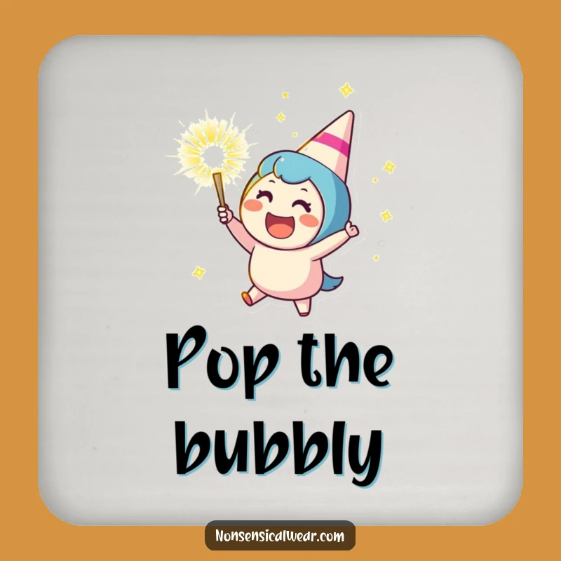 Funny Party Popper Coaster - Protect Surfaces with Festive Art - Housewarming Gift