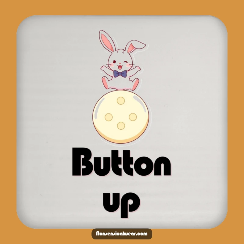 Funny Rabbit Button Leaper Coaster: Protects Surfaces with Playfulness, Gift