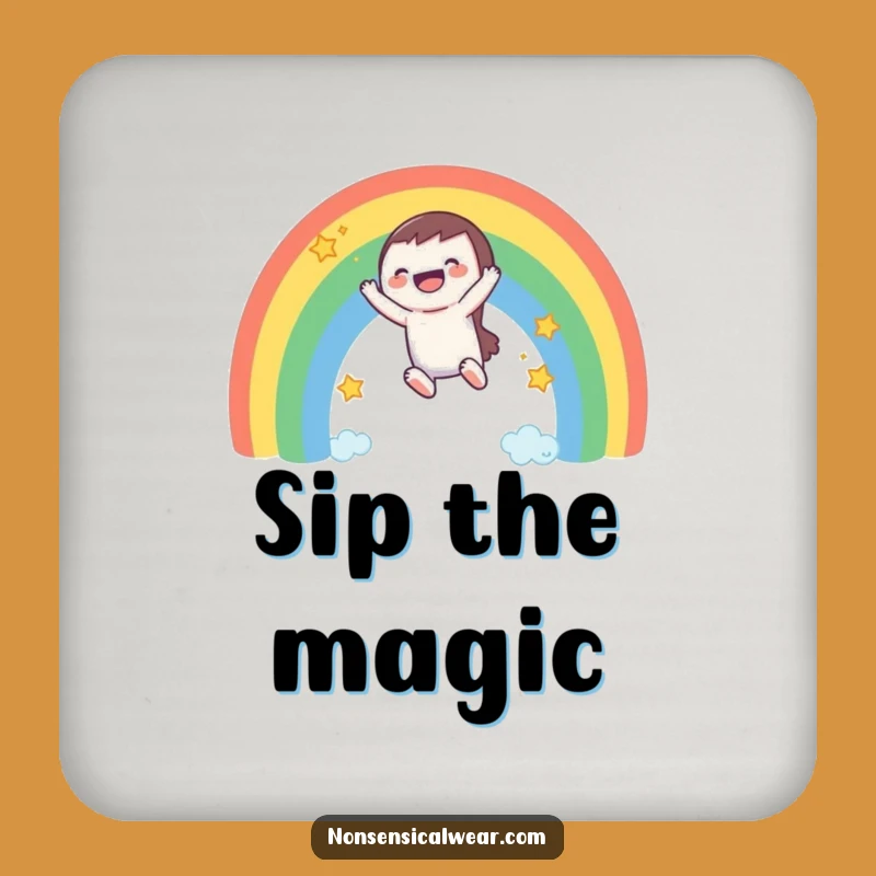 Funny Rainbow Coaster Set: Protect Surfaces with Laughing Character's Joy!