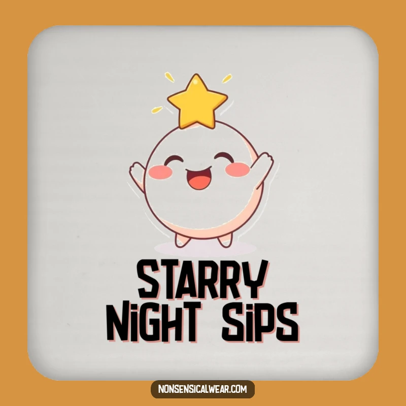 Funny Star Bouncing Round Character Coasters - Celestial Protection for Surfaces